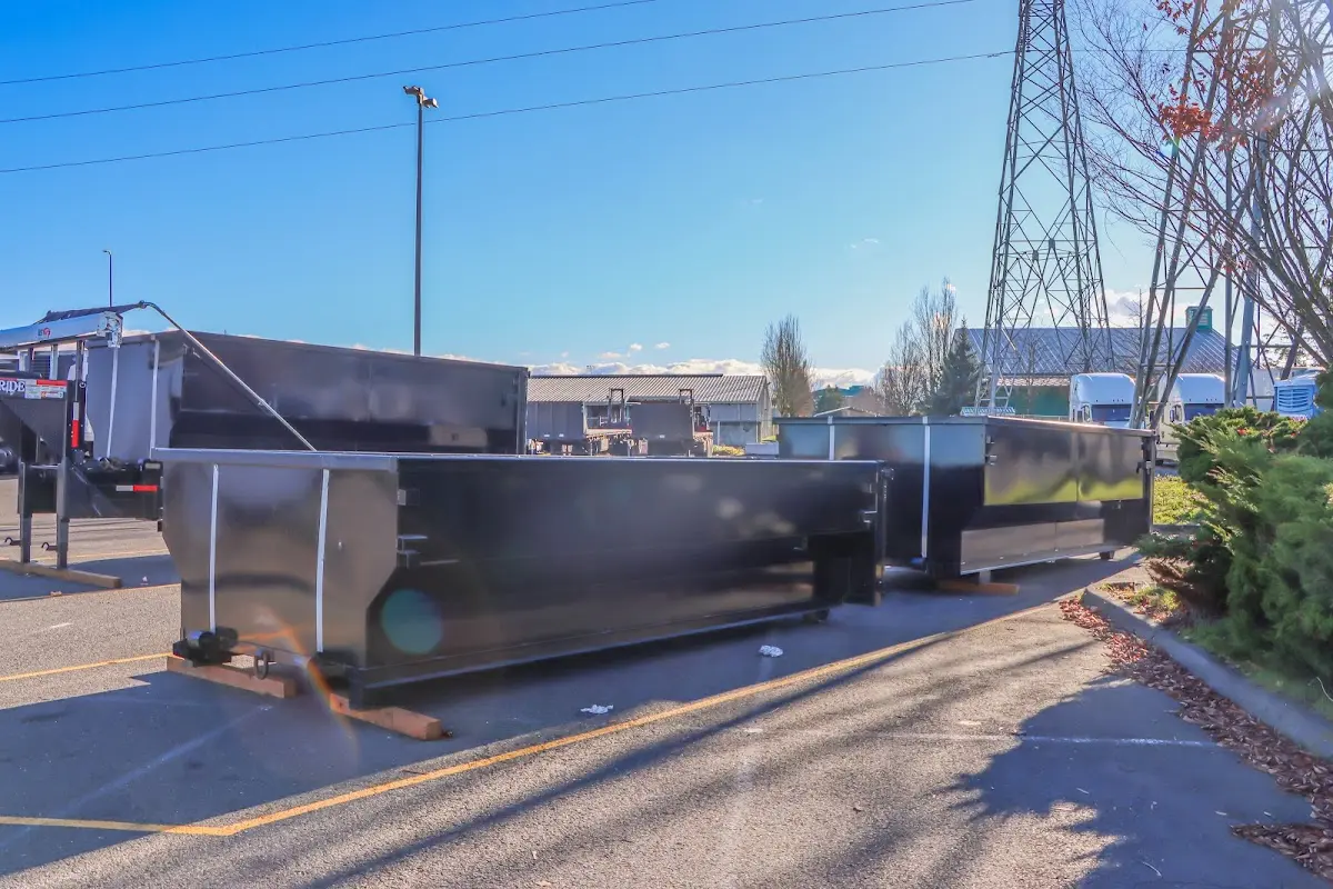 Roll-off dumpster ready for waste disposal at job site for 8 Yard Dumpster Rental in Mansfield